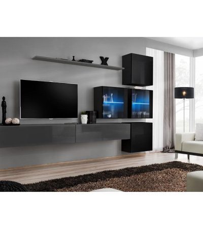 Bútor webáruház Vác Dunakeszi bútorboltok Nappali bútor Switch XVIII üveg +LED  fekete/Grafit