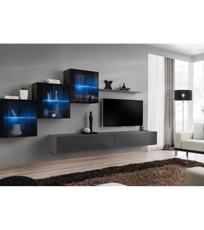 Bútor webáruház Vác Dunakeszi bútorboltok Nappali bútor Switch XVIII üveg +LED fekete/Grafit