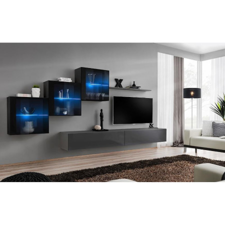 Bútor webáruház Vác Dunakeszi bútorboltok Nappali bútor Switch XVIII üveg +LED fekete/Grafit
