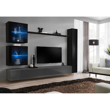 Bútor webáruház Vác Dunakeszi bútorboltok Nappali bútor Switch XVIII üveg +LED  fekete/Grafit