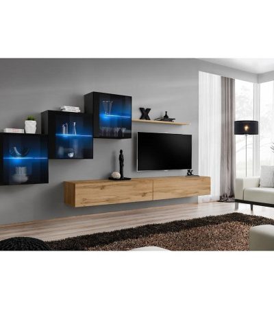 Bútor webáruház Vác Dunakeszi bútorboltok Nappali bútor Switch XVIII üveg +LED fekete/Wotan