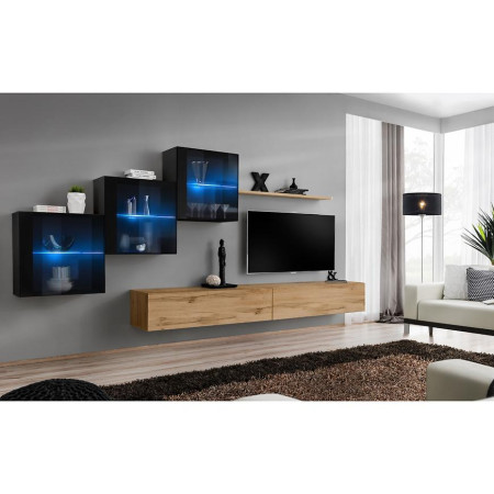 Bútor webáruház Vác Dunakeszi bútorboltok Nappali bútor Switch XVIII üveg +LED fekete/Wotan