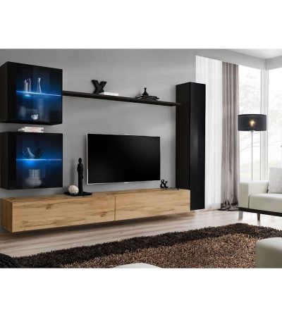 Bútor webáruház Vác Dunakeszi bútorboltok Nappali bútor Switch XVIII üveg +LED  fekete/Wotan
