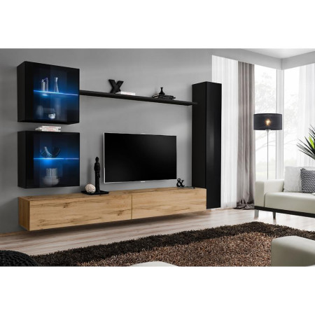 Bútor webáruház Vác Dunakeszi bútorboltok Nappali bútor Switch XVIII üveg +LED  fekete/Wotan