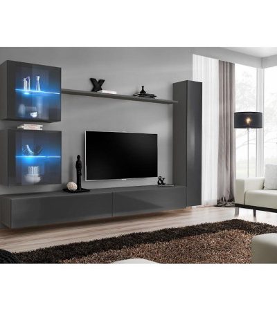 Bútor webáruház Vác Dunakeszi bútorboltok Nappali bútor Switch XVIII üveg +LED  Grafit
