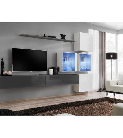 Bútor webáruház Vác Dunakeszi bútorboltok Nappali bútor Switch XVIII üveg +LED  Grafit/fehér