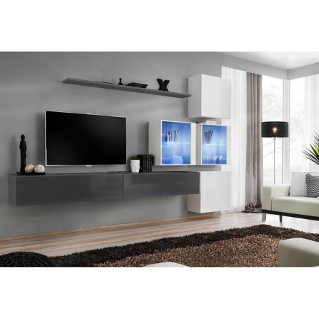 Bútor webáruház Vác Dunakeszi bútorboltok Nappali bútor Switch XVIII üveg +LED  Grafit/fehér
