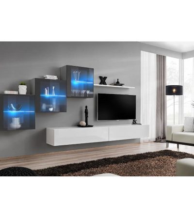 Bútor webáruház Vác Dunakeszi bútorboltok Nappali bútor Switch XVIII üveg +LED Grafit/fehér