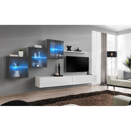 Bútor webáruház Vác Dunakeszi bútorboltok Nappali bútor Switch XVIII üveg +LED Grafit/fehér
