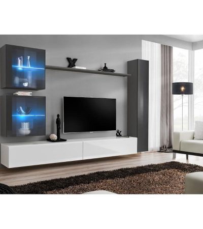 Bútor webáruház Vác Dunakeszi bútorboltok Nappali bútor Switch XVIII üveg +LED  Grafit/fehér