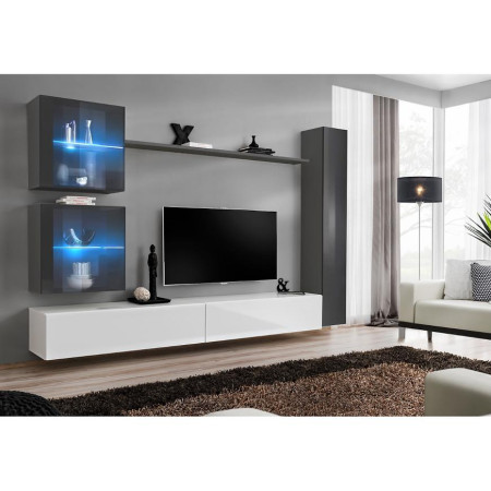 Bútor webáruház Vác Dunakeszi bútorboltok Nappali bútor Switch XVIII üveg +LED  Grafit/fehér