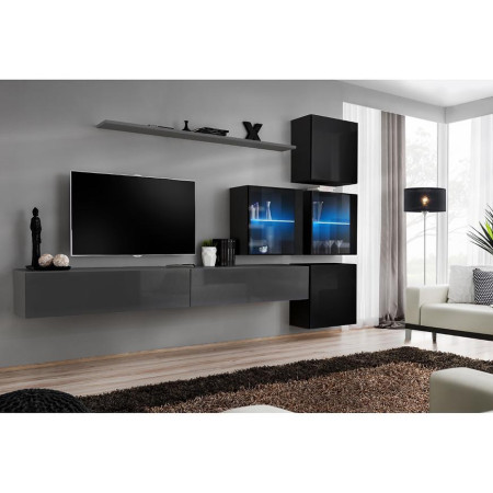 Bútor webáruház Vác Dunakeszi bútorboltok Nappali bútor Switch XVIII üveg +LED  Grafit/fekete
