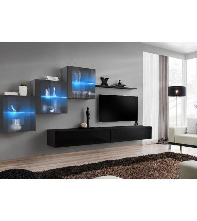 Bútor webáruház Vác Dunakeszi bútorboltok Nappali bútor Switch XVIII üveg +LED Grafit/fekete