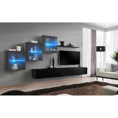 Bútor webáruház Vác Dunakeszi bútorboltok Nappali bútor Switch XVIII üveg +LED Grafit/fekete