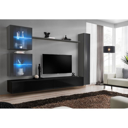 Bútor webáruház Vác Dunakeszi bútorboltok Nappali bútor Switch XVIII üveg +LED  Grafit/fekete