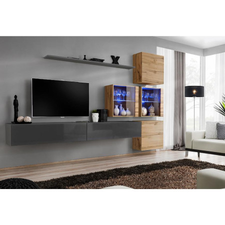 Bútor webáruház Vác Dunakeszi bútorboltok Nappali bútor Switch XVIII üveg +LED  Grafit/Wotan