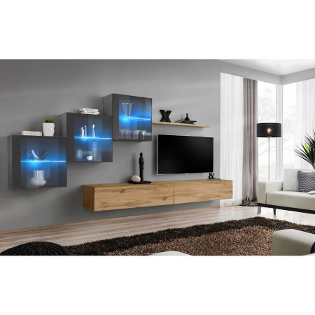 Bútor webáruház Vác Dunakeszi bútorboltok Nappali bútor Switch XVIII üveg +LED Grafit/Wotan
