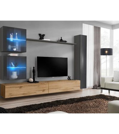Bútor webáruház Vác Dunakeszi bútorboltok Nappali bútor Switch XVIII üveg +LED  Grafit/Wotan