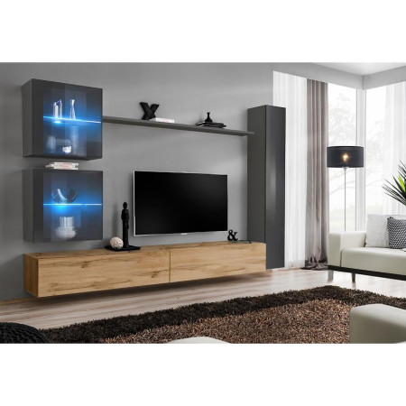 Bútor webáruház Vác Dunakeszi bútorboltok Nappali bútor Switch XVIII üveg +LED  Grafit/Wotan