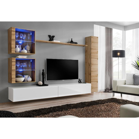 Bútor webáruház Vác Dunakeszi bútorboltok Nappali bútor Switch XVIII üveg +LED  Wotan/fehér