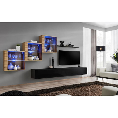 Bútor webáruház Vác Dunakeszi bútorboltok Nappali bútor Switch XVIII üveg +LED Wotan/fekete