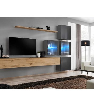 Bútor webáruház Vác Dunakeszi bútorboltok Nappali bútor Switch XVIII üveg +LED  Wotan/Grafit