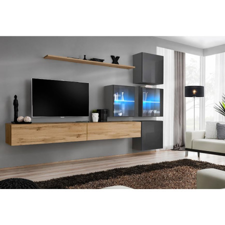 Bútor webáruház Vác Dunakeszi bútorboltok Nappali bútor Switch XVIII üveg +LED  Wotan/Grafit