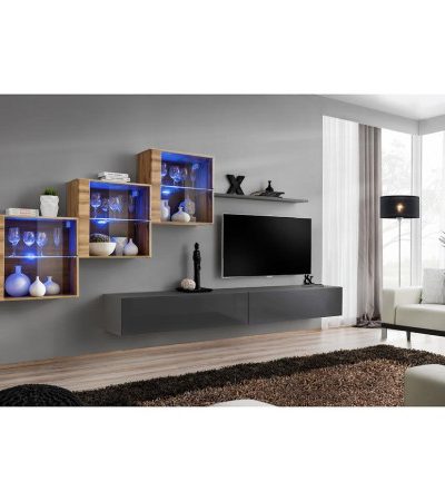 Bútor webáruház Vác Dunakeszi bútorboltok Nappali bútor Switch XVIII üveg +LED Wotan/Grafit