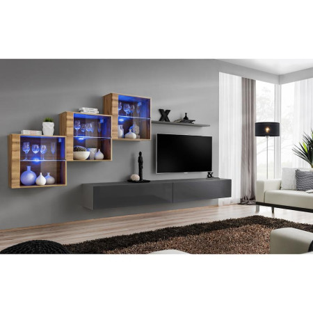 Bútor webáruház Vác Dunakeszi bútorboltok Nappali bútor Switch XVIII üveg +LED Wotan/Grafit