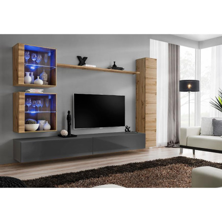 Bútor webáruház Vác Dunakeszi bútorboltok Nappali bútor Switch XVIII üveg +LED  Wotan/Grafit