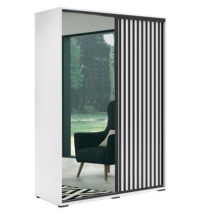 Bútor webáruház Vác Dunakeszi bútorboltok Szekrény Atena fehér/lamel fekete 150x215x62