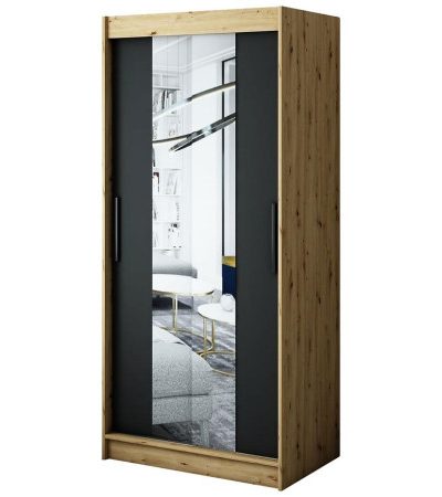 Bútor webáruház Vác Dunakeszi bútorboltok Szekrény Halifax T1 100 Tölgy Artisan/fekete/Tükör