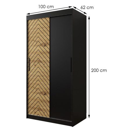 Bútor webáruház Vác Dunakeszi bútorboltok Szekrény Jodełka 100 fekete/Tölgy Artisan/fekete