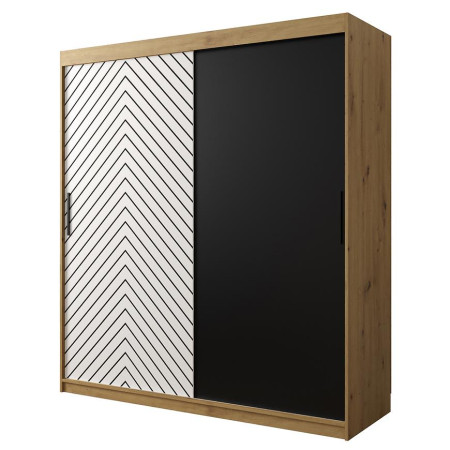 Bútor webáruház Vác Dunakeszi bútorboltok Szekrény Jodełka 180 Tölgy Artisan/fehér/fekete