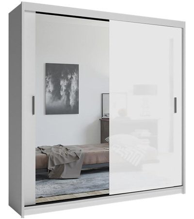 Bútor webáruház Vác Dunakeszi bútorboltok Szekrény Lux 203 fehér + 1 x Tükör  /1 x fehér fényes