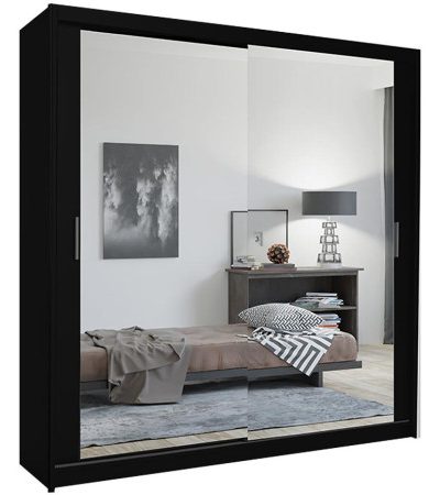 Bútor webáruház Vác Dunakeszi bútorboltok Szekrény Lux 203 fekete + 2 x Tükör