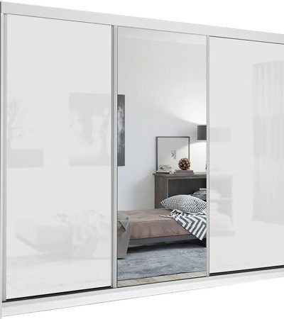 Bútor webáruház Vác Dunakeszi bútorboltok Szekrény Lux 250 fehér/ 1 x Tükör / 2 x fehér fényes