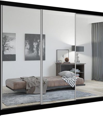 Bútor webáruház Vác Dunakeszi bútorboltok Szekrény Lux 250 Fekete  + 3 x Tükör