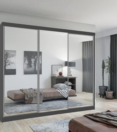 Bútor webáruház Vác Dunakeszi bútorboltok Szekrény Lux 250 szürke  + 3 x Tükör
