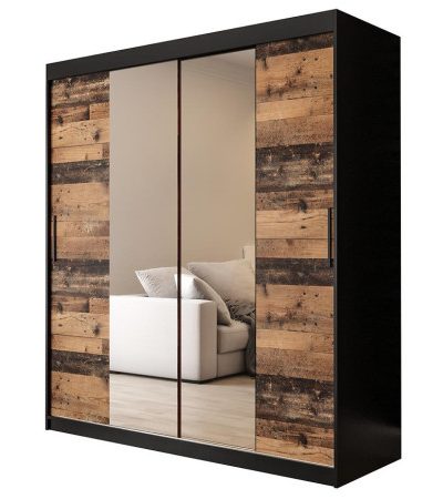 Bútor webáruház Vác Dunakeszi bútorboltok Szekrény Old Wood T1 180 Fekete/Old Style/Lustro