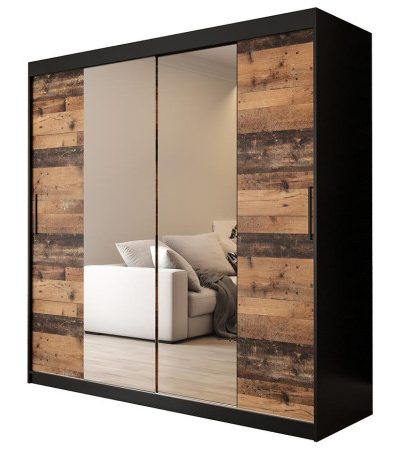 Bútor webáruház Vác Dunakeszi bútorboltok Szekrény Old Wood T1 200 Fekete/Old Style/Lustro