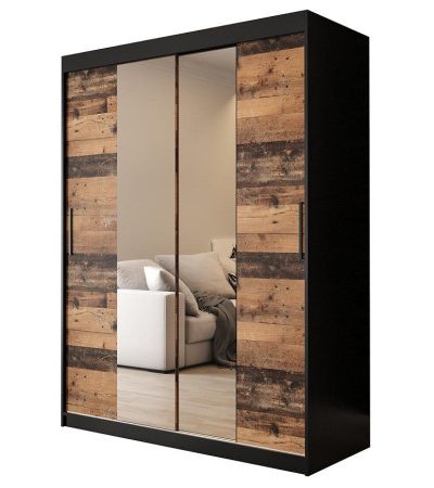 Bútor webáruház Vác Dunakeszi bútorboltok Szekrény Old Wood T2 100 Fekete/Old Style/Lustro