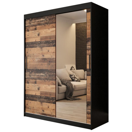 Bútor webáruház Vác Dunakeszi bútorboltok Szekrény Old Wood T2 150 Fekete/Old Style/Lustro