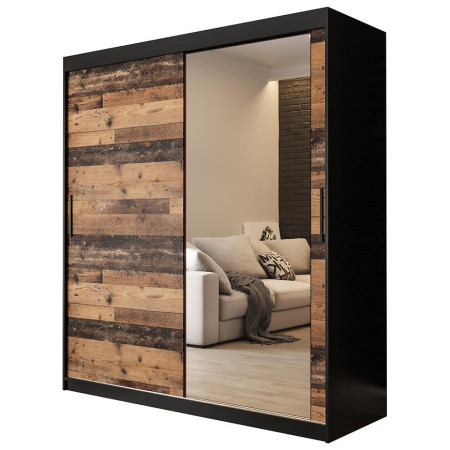 Bútor webáruház Vác Dunakeszi bútorboltok Szekrény Old Wood T2 180 Fekete/Old Style/Lustro