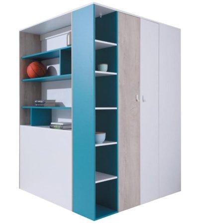 Bútor webáruház Vác Dunakeszi bútorboltok Szekrény Planet  PL1 L/P 135 cm fehér/tölgy/tenger kék