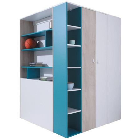 Bútor webáruház Vác Dunakeszi bútorboltok Szekrény Planet  PL1 L/P 135 cm fehér/tölgy/tenger kék