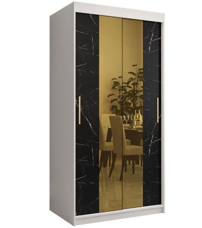 Bútor webáruház Vác Dunakeszi bútorboltok Szekrény Platinum T1 100 fehér márvány/fekete