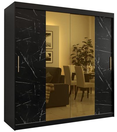 Bútor webáruház Vác Dunakeszi bútorboltok Szekrény Platinum T1 200 fekete márvány/fekete