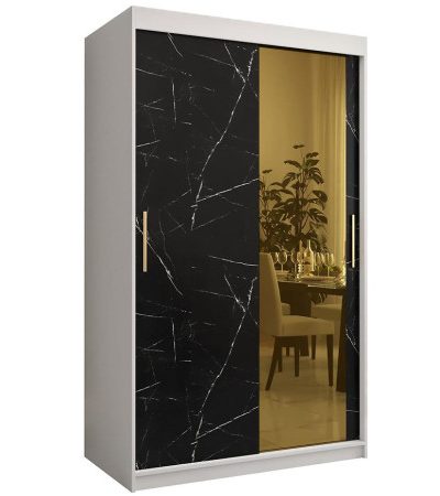 Bútor webáruház Vác Dunakeszi bútorboltok Szekrény Platinum T2 120 fehér márvány/fekete