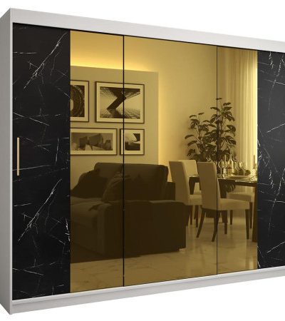 Bútor webáruház Vác Dunakeszi bútorboltok Szekrény Platinum T2 250 fehér márvány/fekete